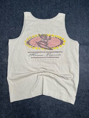 SOF TEC BEIGE KAUI LEGENDS SURF HAWAIIAN GRAPHIC MEN'S TANK TOP XL